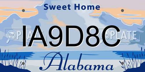 IA9D8C Alabama License Plate