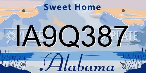 IA9Q387 Alabama License Plate
