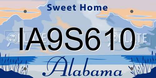IA9S610 Alabama License Plate