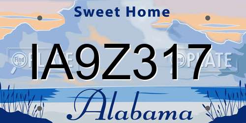IA9Z317 Alabama License Plate