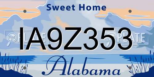 IA9Z353 Alabama License Plate