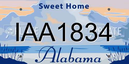 IAA1834 Alabama License Plate