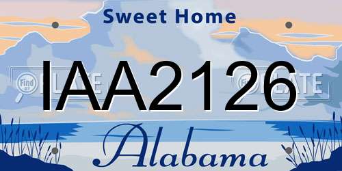 IAA2126 Alabama License Plate