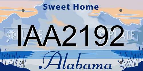 IAA2192 Alabama License Plate