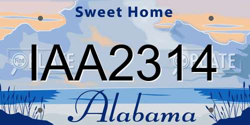 IAA2314 Alabama License Plate
