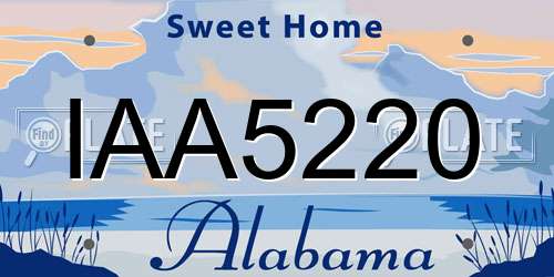 IAA5220 Alabama License Plate