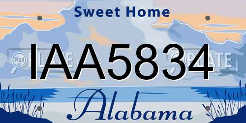 IAA5834 Alabama License Plate