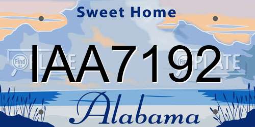 IAA7192 Alabama License Plate