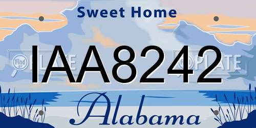 IAA8242 Alabama License Plate