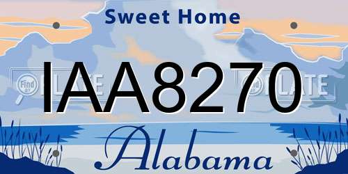 IAA8270 Alabama License Plate