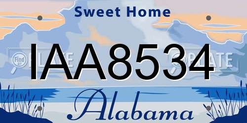 IAA8534 Alabama License Plate