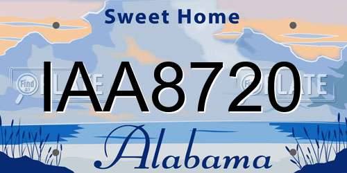 IAA8720 Alabama License Plate