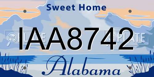IAA8742 Alabama License Plate