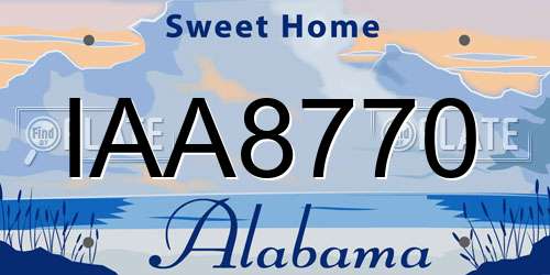 IAA8770 Alabama License Plate