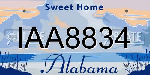 IAA8834 Alabama License Plate