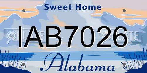 IAB7026 Alabama License Plate