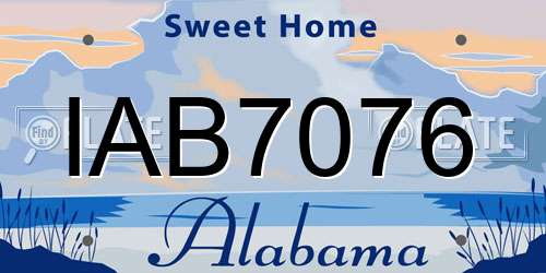 IAB7076 Alabama License Plate