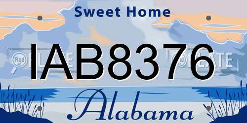 IAB8376 Alabama License Plate