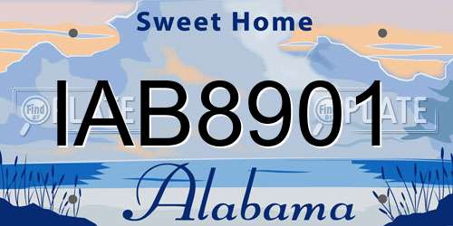 IAB8901 Alabama License Plate