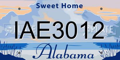 IAE3012 Alabama License Plate