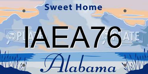 IAEA76 Alabama License Plate