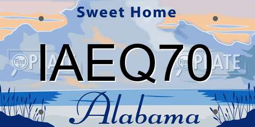 IAEQ70 Alabama License Plate