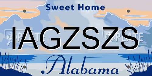 IAGZSZS Alabama License Plate