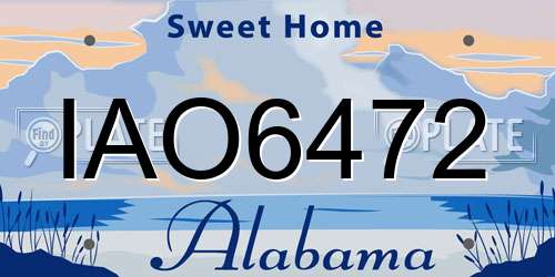 IAO6472 Alabama License Plate