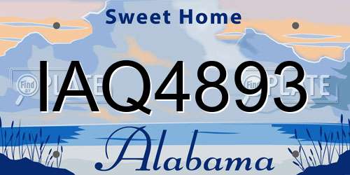 IAQ4893 Alabama License Plate