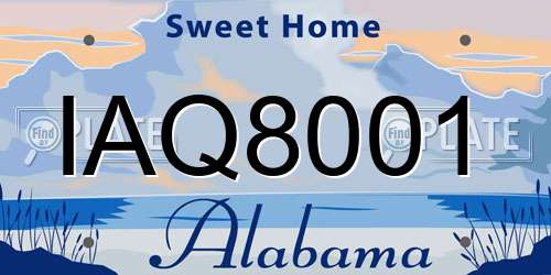 IAQ8001 Alabama License Plate