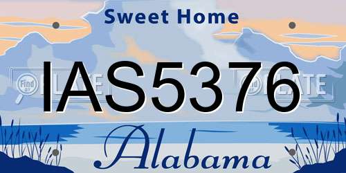 IAS5376 Alabama License Plate