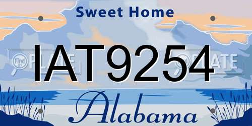 IAT9254 Alabama License Plate