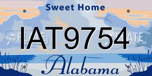 IAT9754 Alabama License Plate
