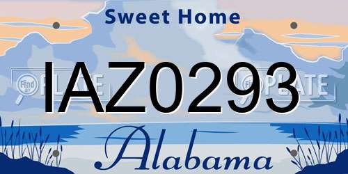 IAZ0293 Alabama License Plate