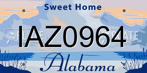 IAZ0964 Alabama License Plate