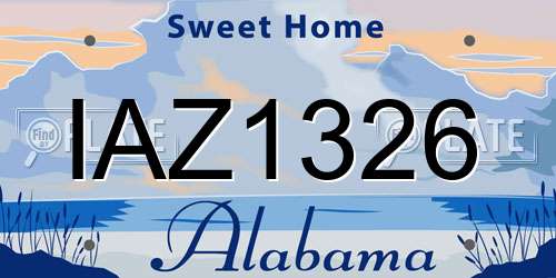 IAZ1326 Alabama License Plate