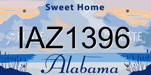 IAZ1396 Alabama License Plate