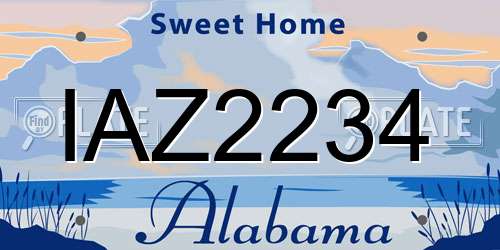 IAZ2234 Alabama License Plate