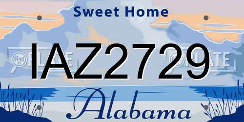 IAZ2729 Alabama License Plate