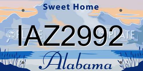 IAZ2992 Alabama License Plate