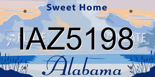 IAZ5198 Alabama License Plate