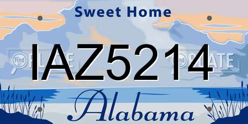 IAZ5214 Alabama License Plate