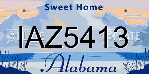 IAZ5413 Alabama License Plate