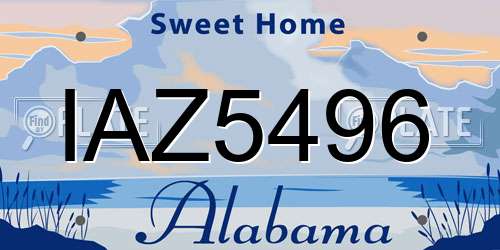 IAZ5496 Alabama License Plate
