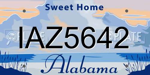 IAZ5642 Alabama License Plate