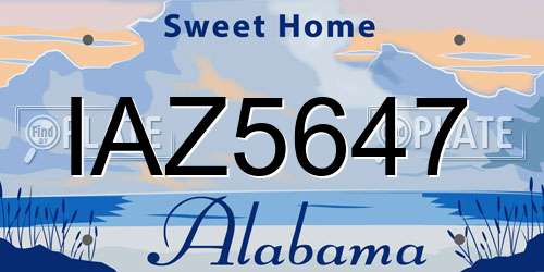 IAZ5647 Alabama License Plate