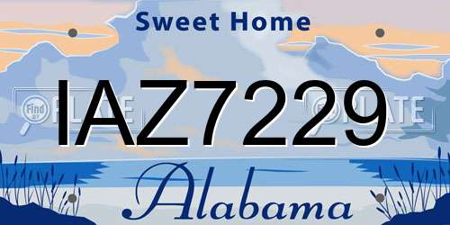 IAZ7229 Alabama License Plate