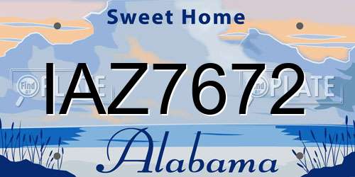 IAZ7672 Alabama License Plate