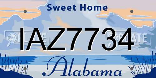 IAZ7734 Alabama License Plate