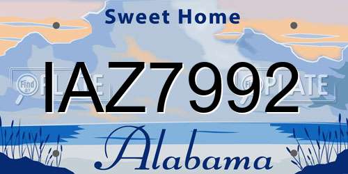 IAZ7992 Alabama License Plate